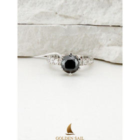 Каблучка із білого золота 750* з діамантами 1,3 ct